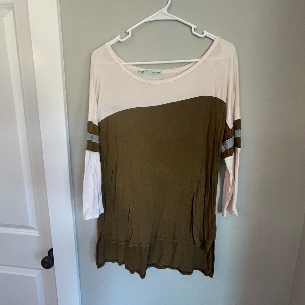 Maurices Olive and Pink Long Sleeve Top